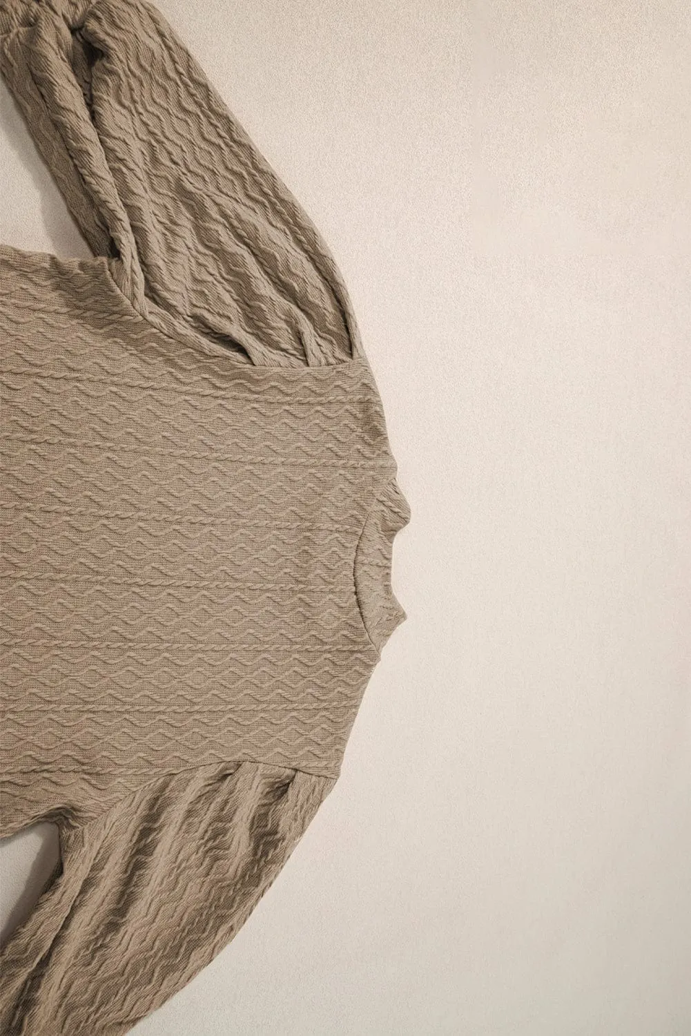 3/4 Sleeve Mock Neck Top in Taupe
