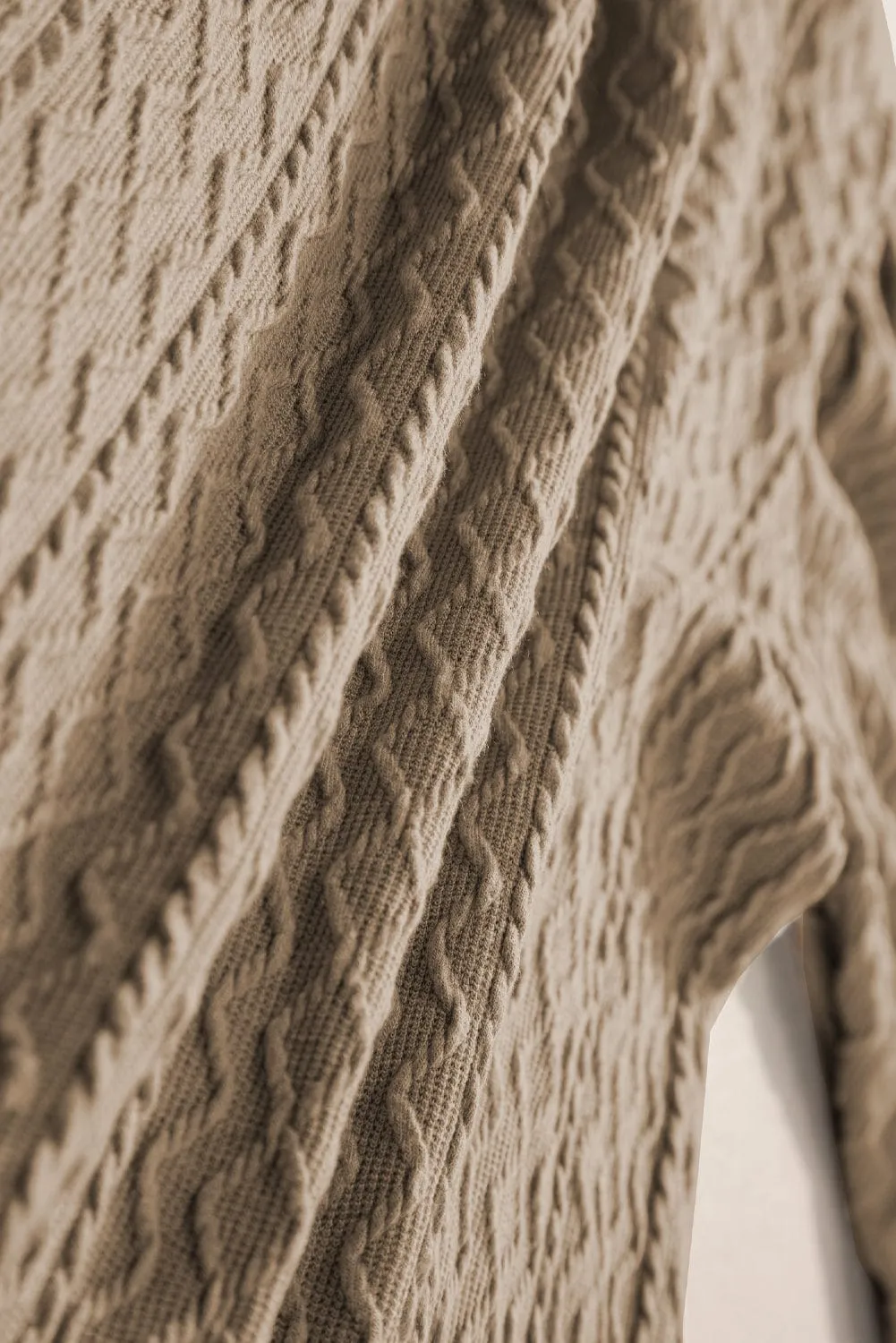 3/4 Sleeve Mock Neck Top in Taupe