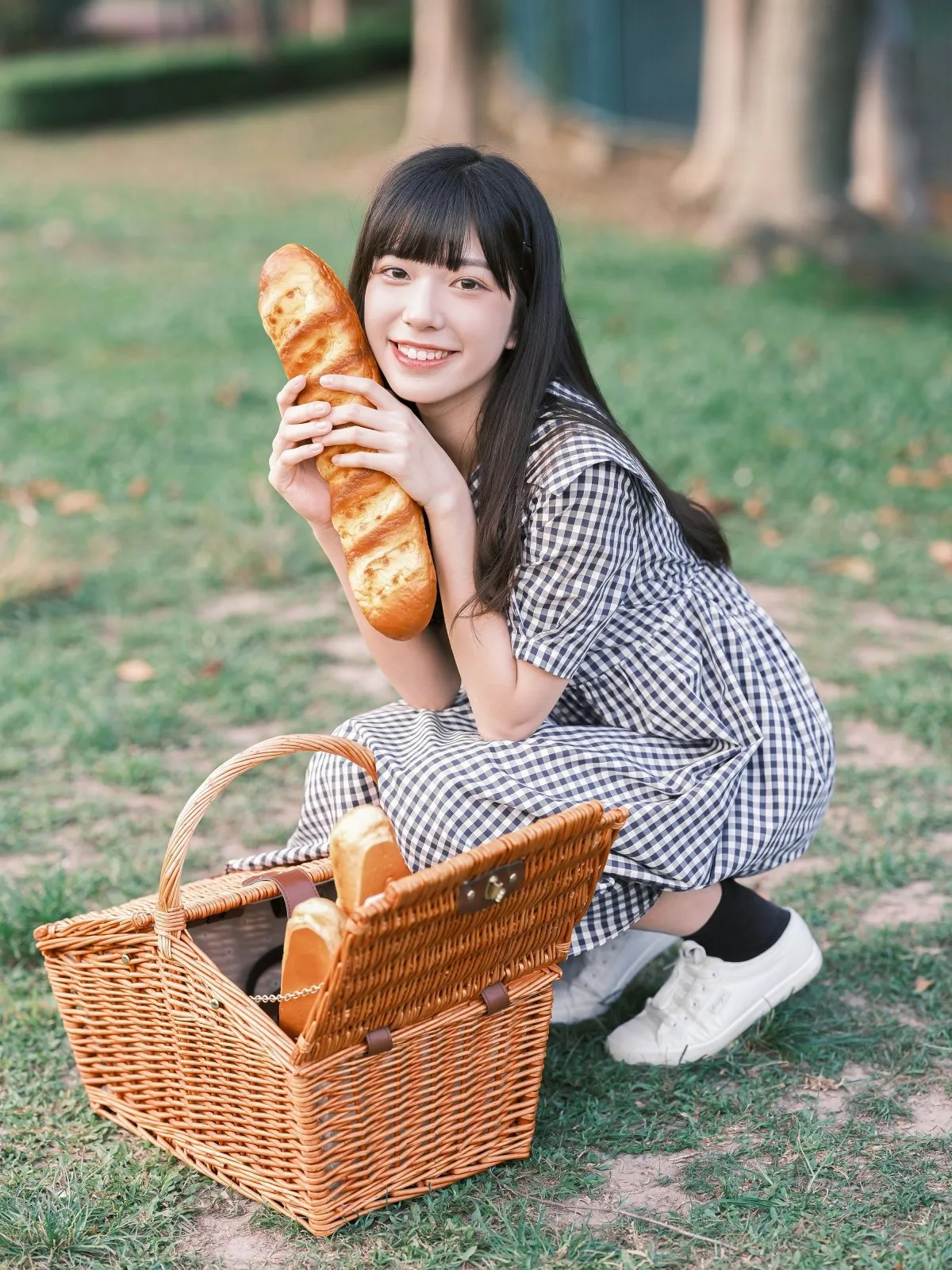 格仔水手領連身裙*