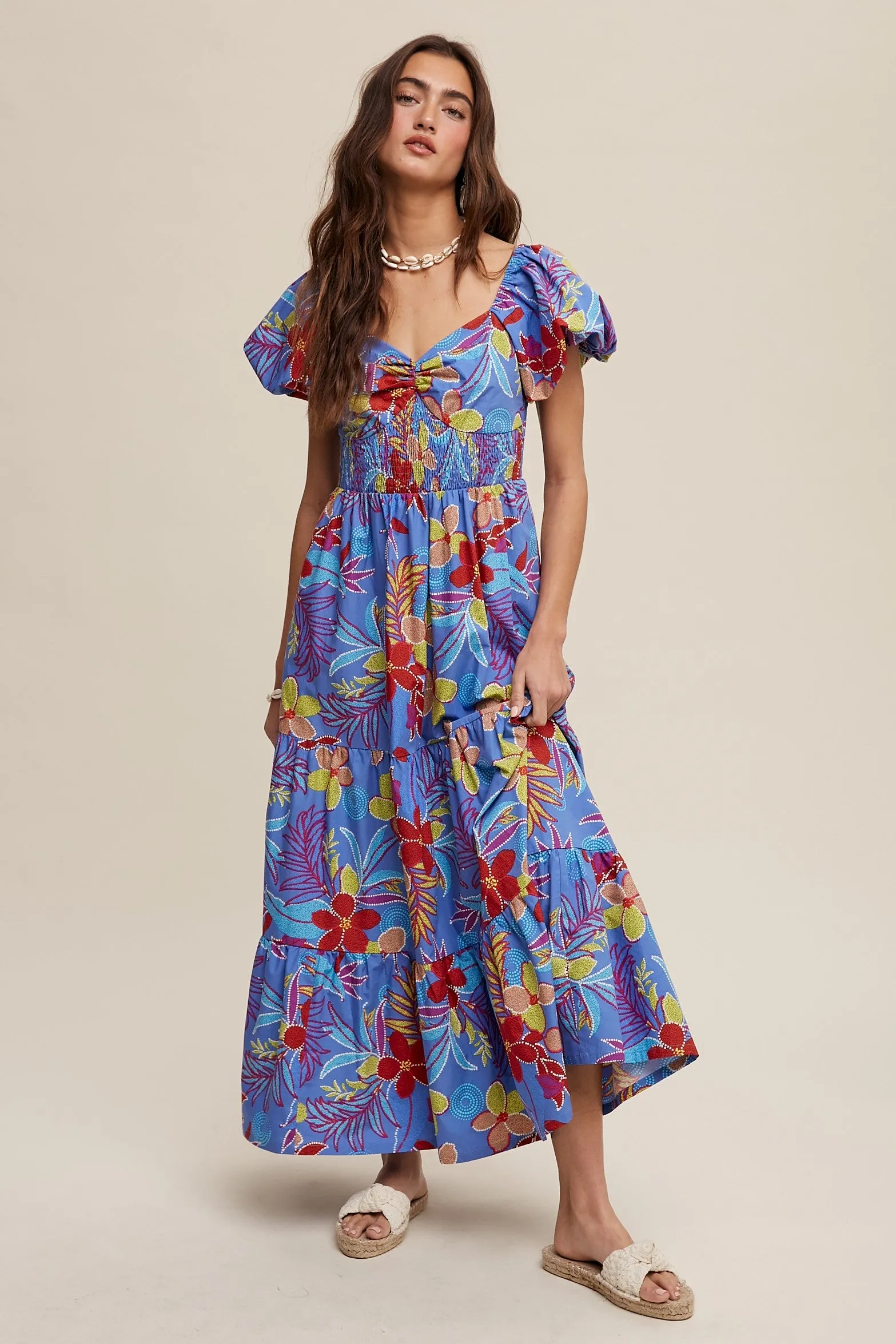 Aria Blue Floral Maxi Dress