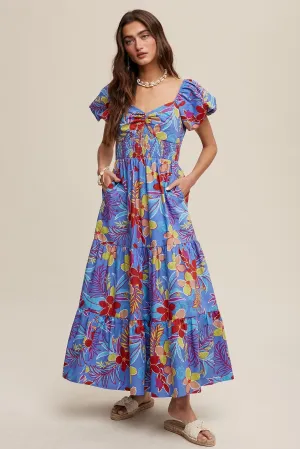 Aria Blue Floral Maxi Dress