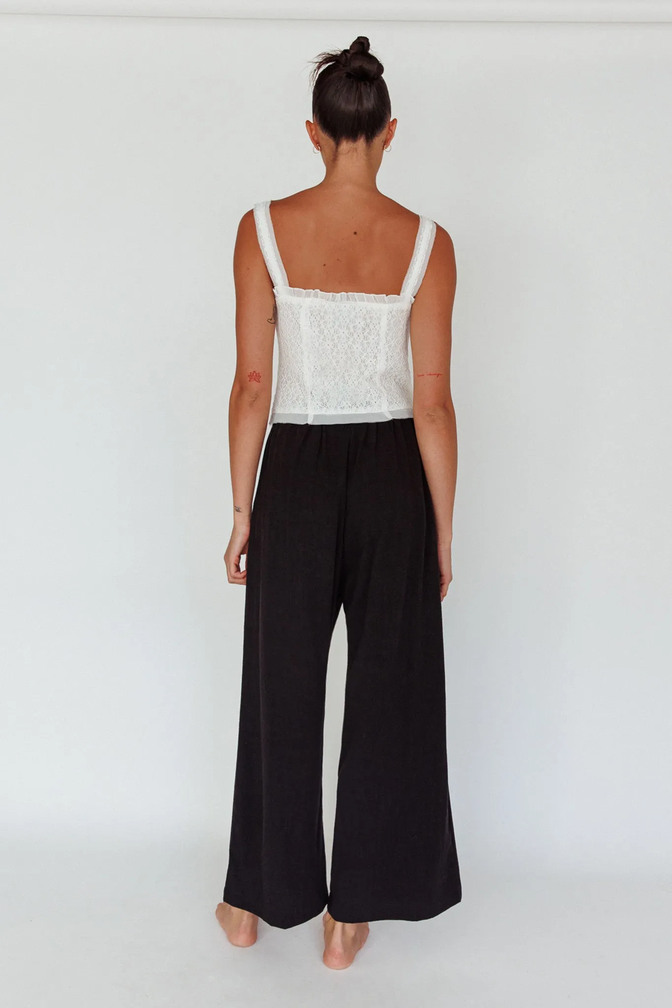 Backstage Pleated Wide Leg Pants Black