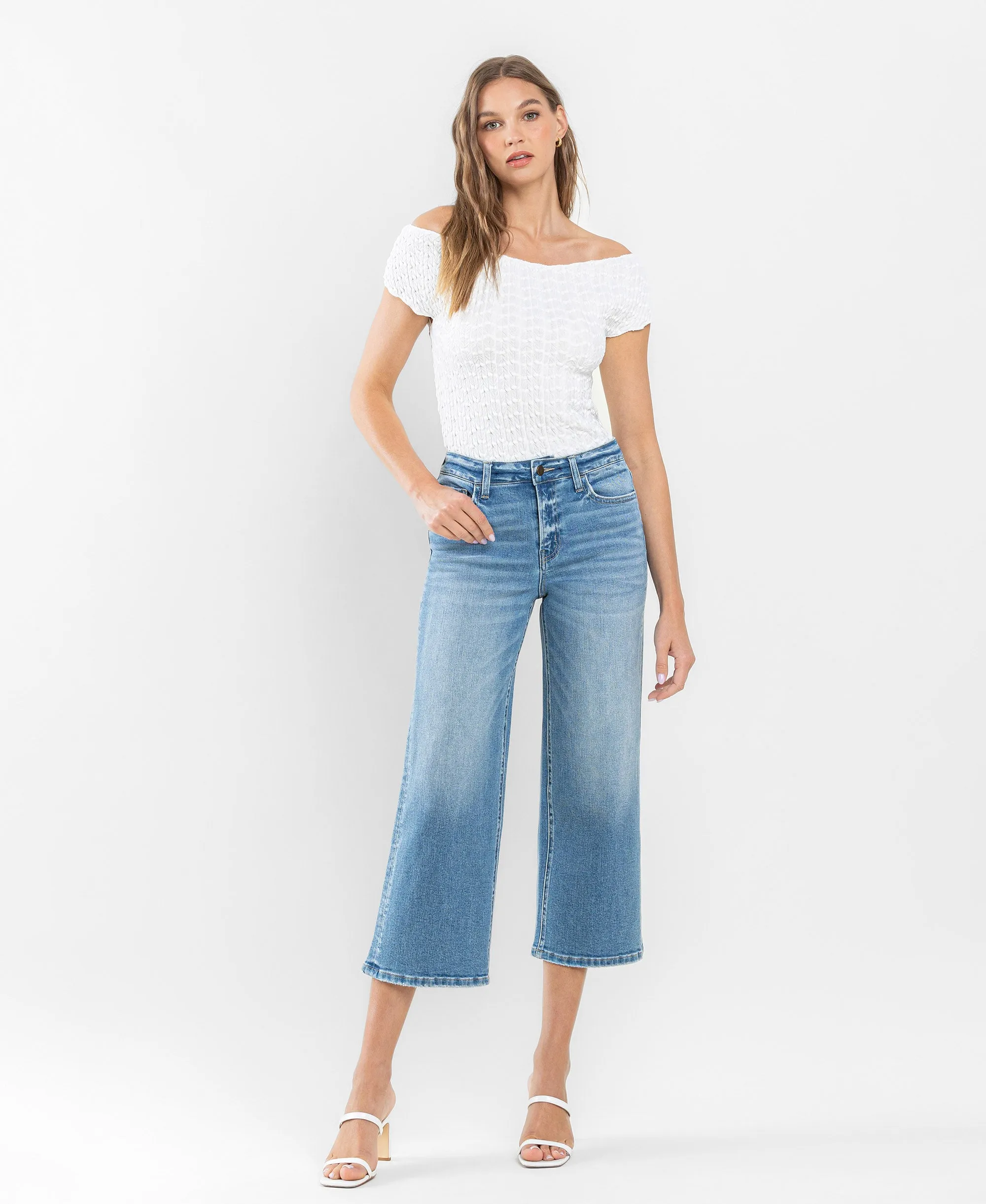 Beckoned - High Rise Crop Wide Leg Jeans