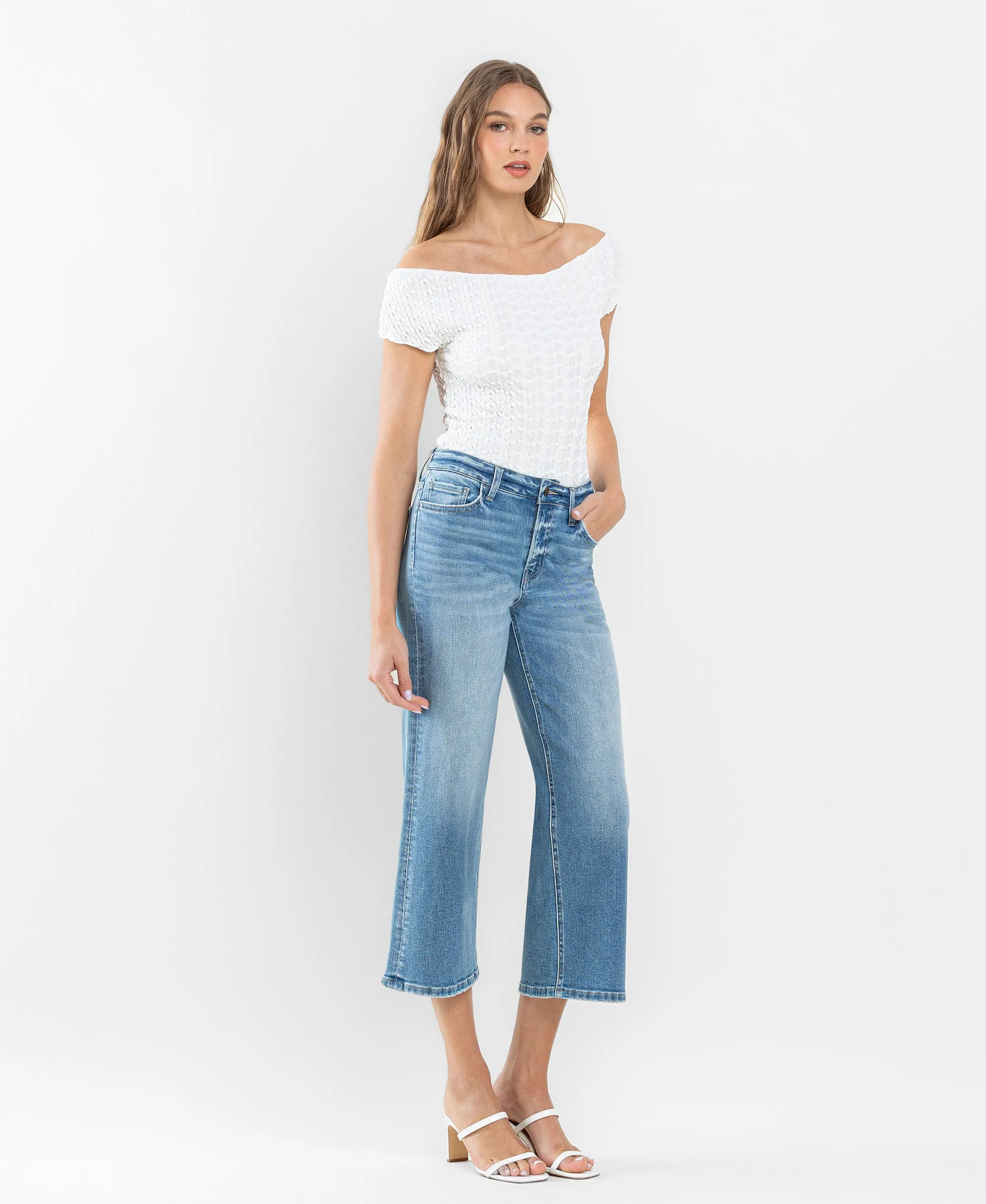 Beckoned - High Rise Crop Wide Leg Jeans