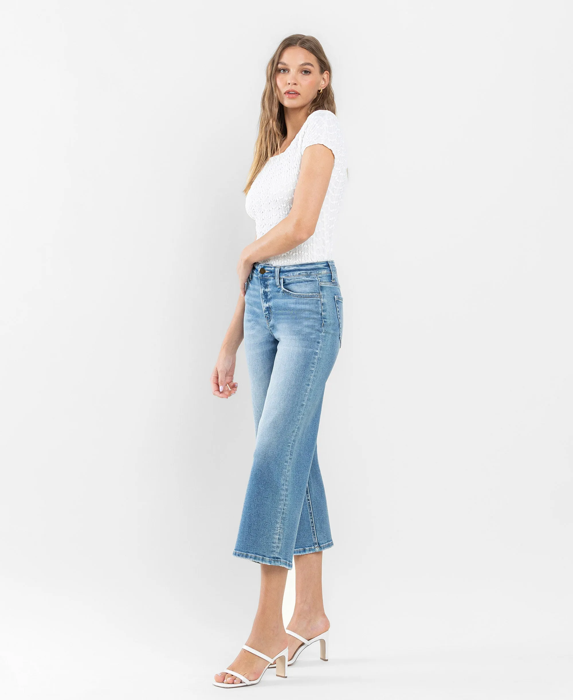 Beckoned - High Rise Crop Wide Leg Jeans