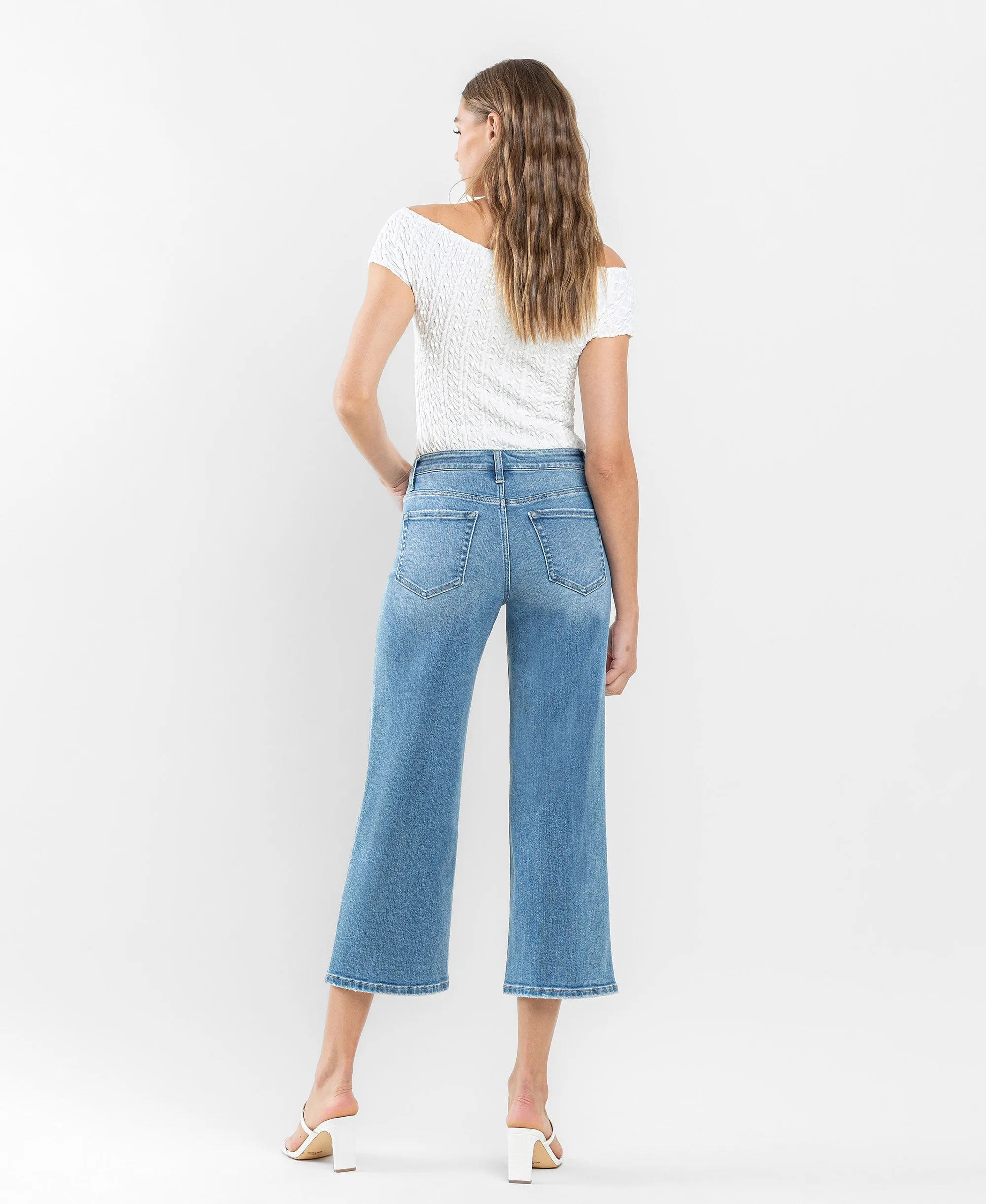 Beckoned - High Rise Crop Wide Leg Jeans