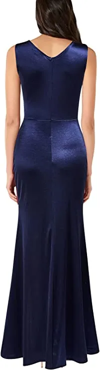 Black Women Elegant Retro V Neck Sexy Party Wedding Party Formal Long Dress - REPHYLLIS