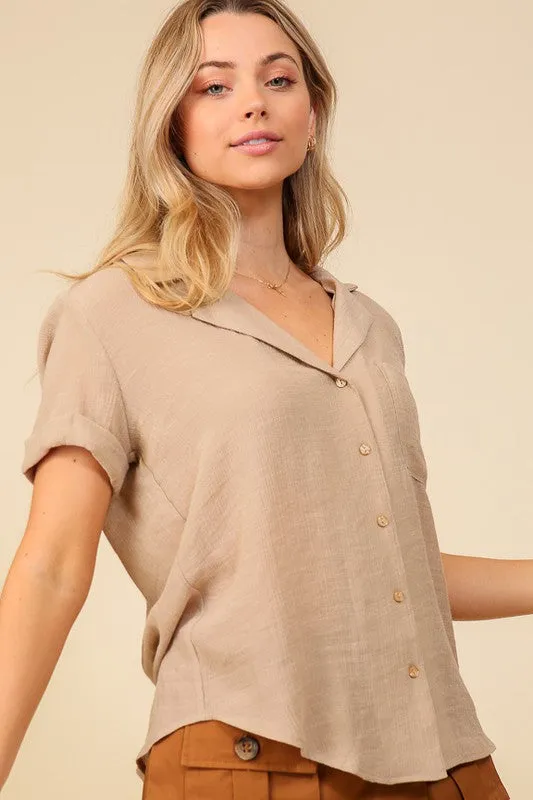 Blusa Manga corta de Linen Blend