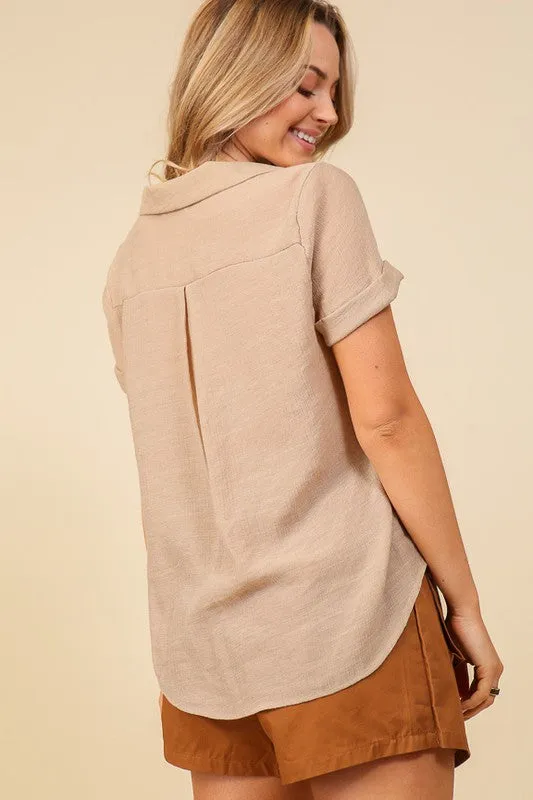 Blusa Manga corta de Linen Blend
