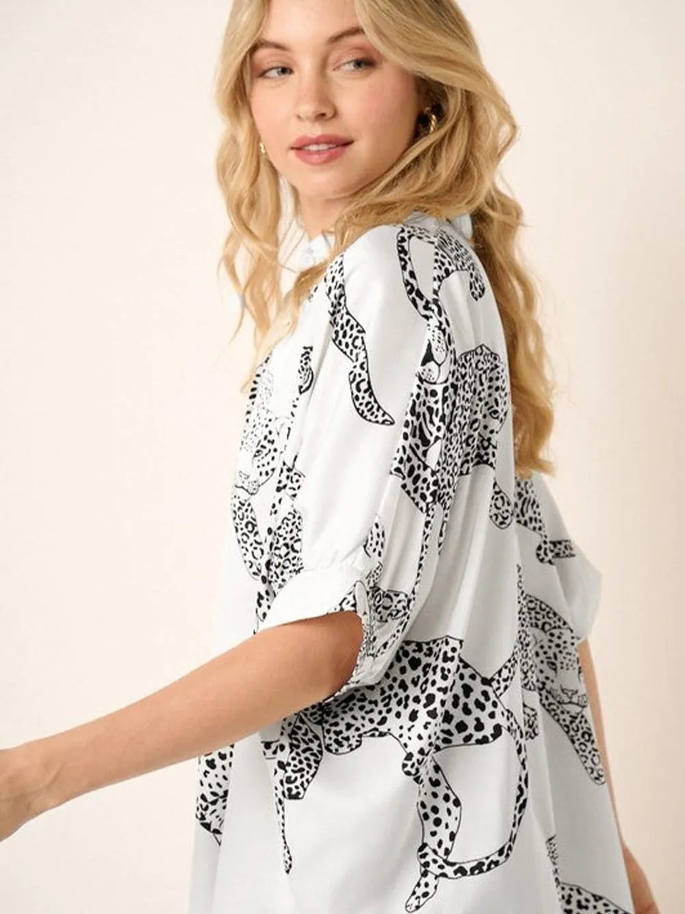 Button-Up Animal Print Top