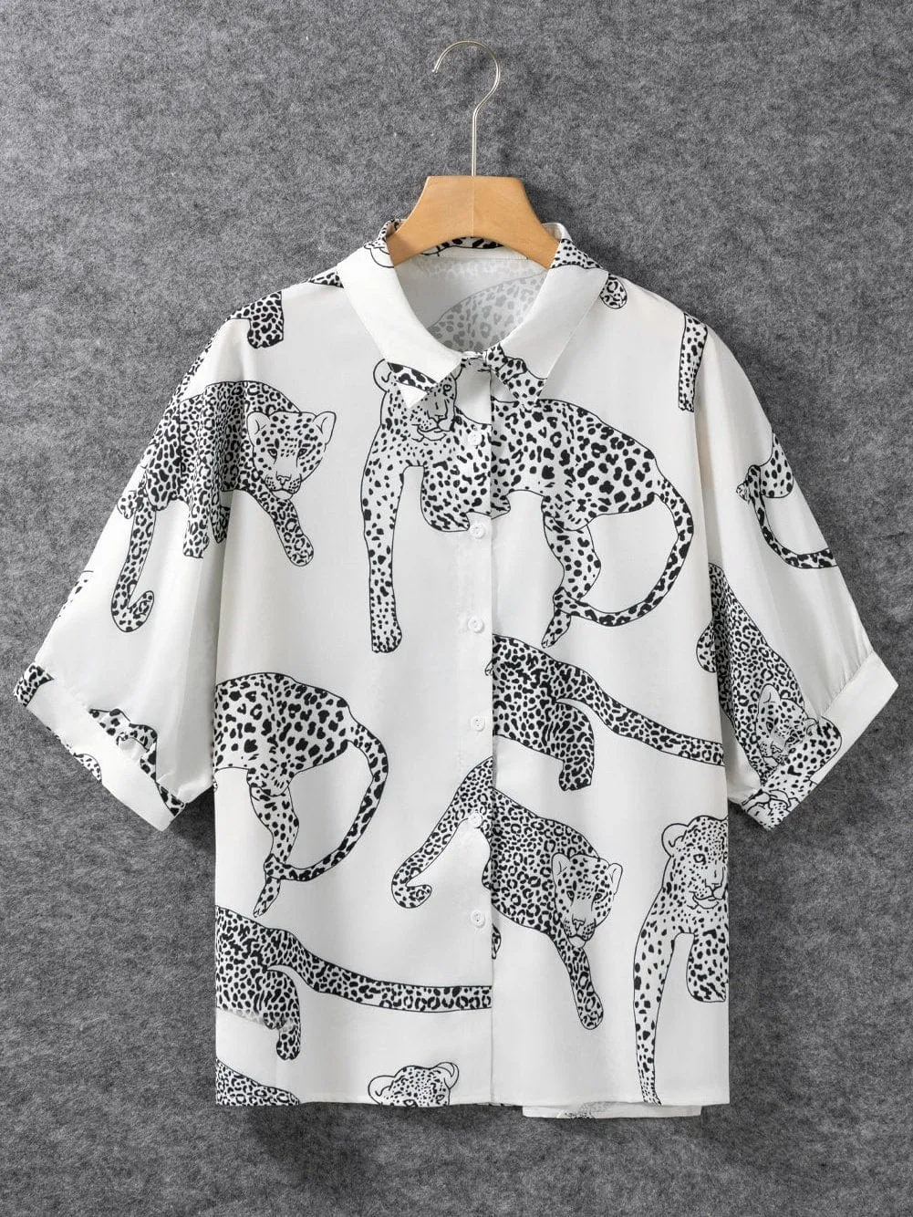 Button-Up Animal Print Top