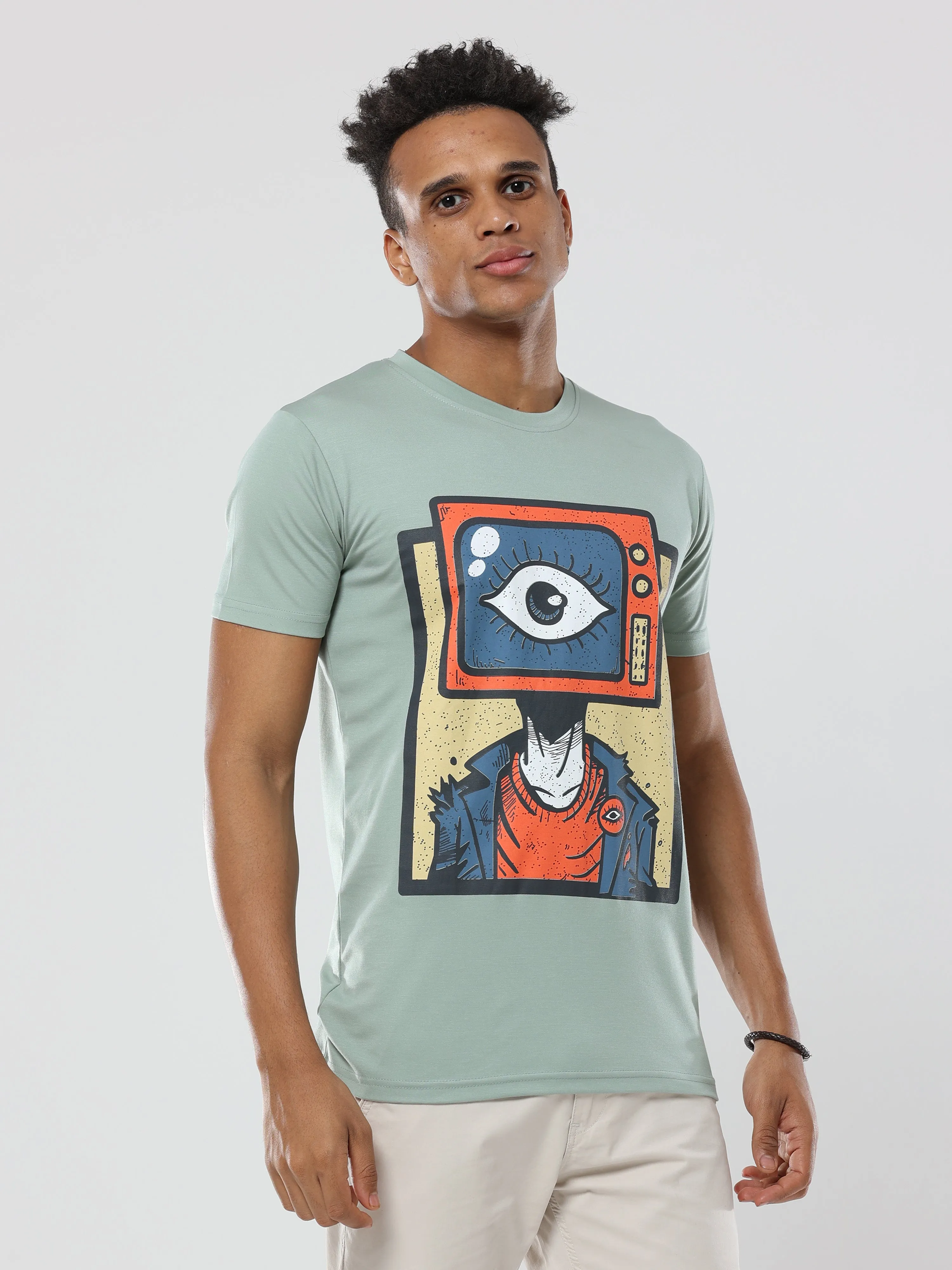 Classic Italian Sea Green third eye printed T-shirt for men