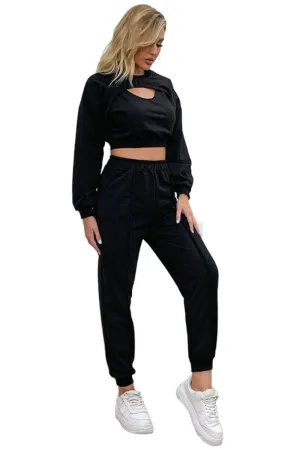 Cut Out Crop Top And Joggers Set