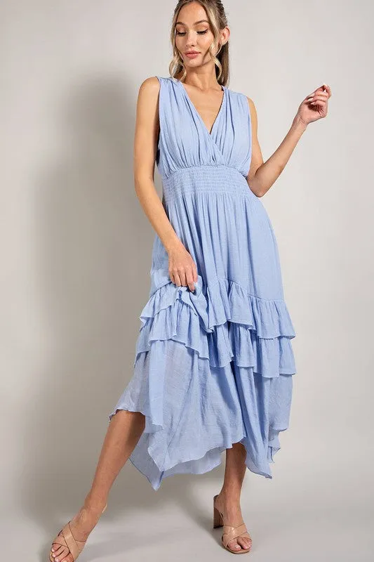 Delray V-Neck Ruffle Maxi Dress