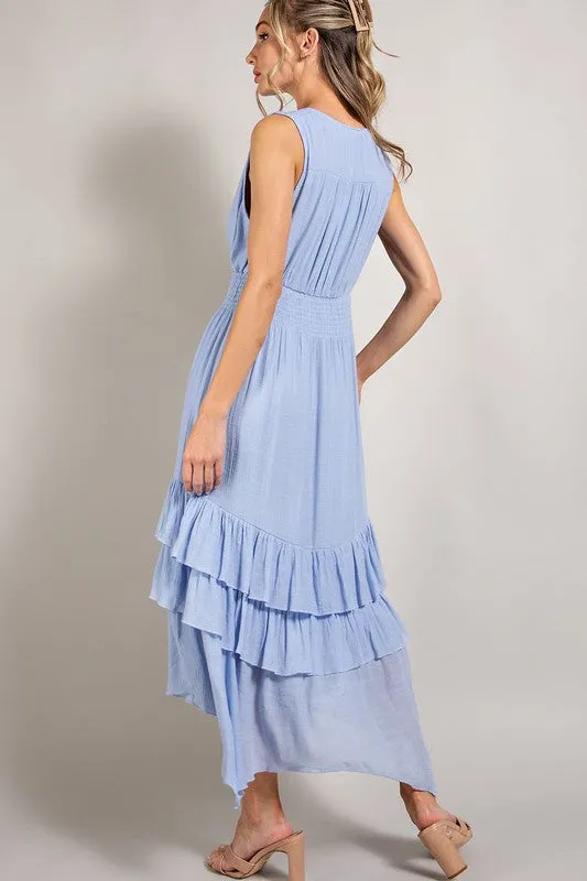 Delray V-Neck Ruffle Maxi Dress