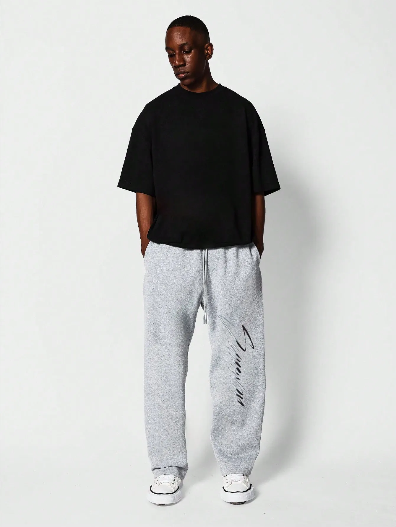 Drop Crotch Jogger With Letter Graphic Print