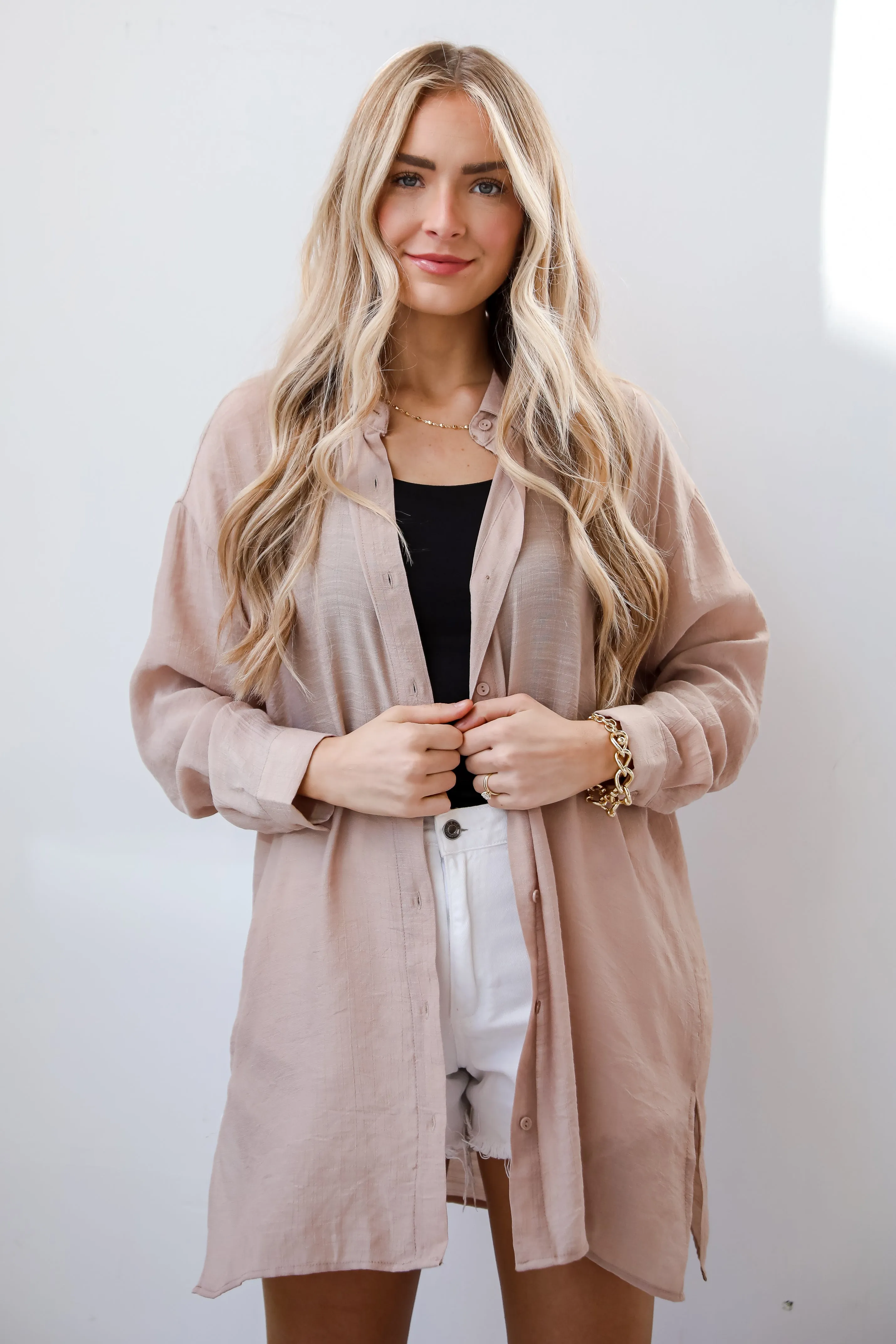 FINAL SALE - Ticket To Paradise Oversized Button-Up Blouse - DU DEAL