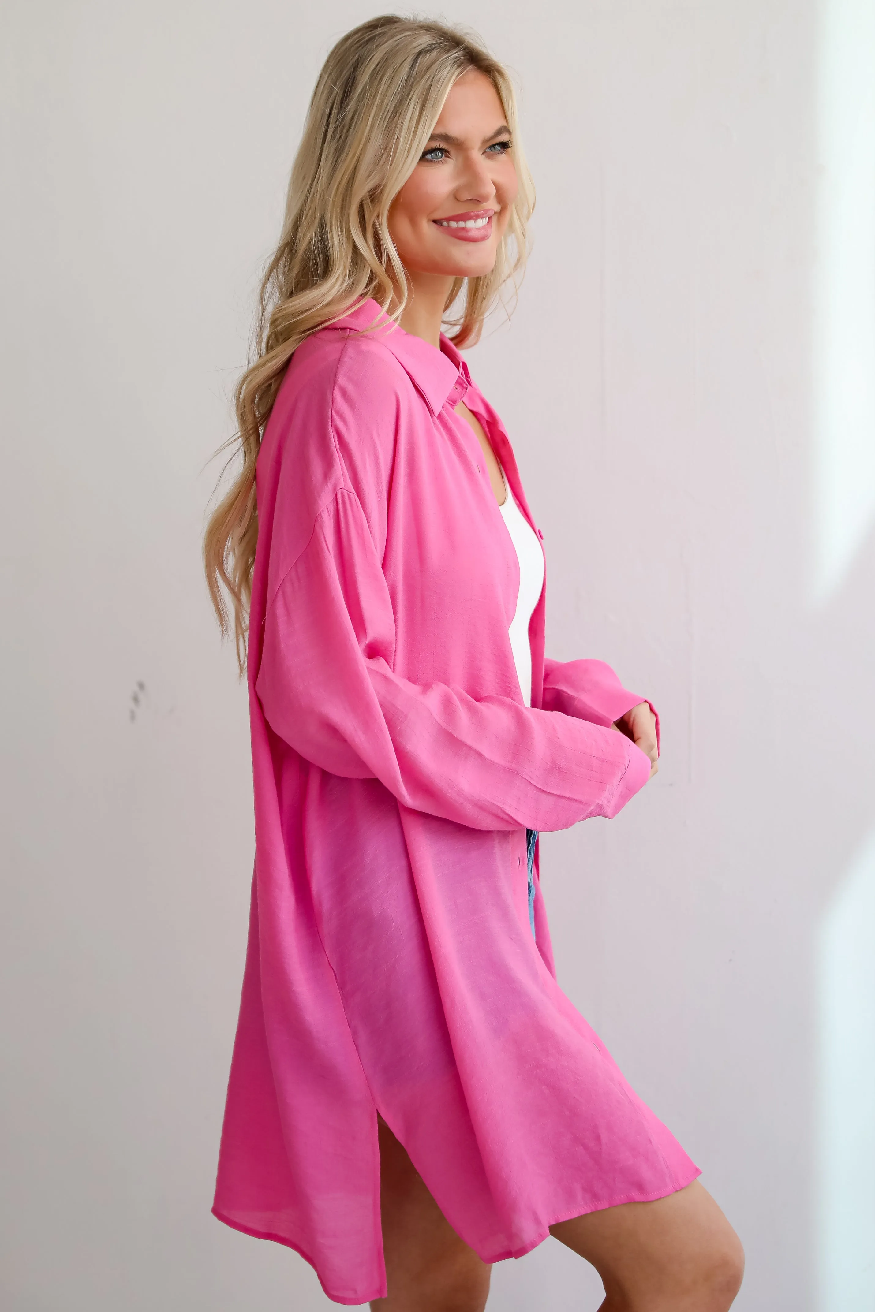 FINAL SALE - Ticket To Paradise Oversized Button-Up Blouse - DU DEAL