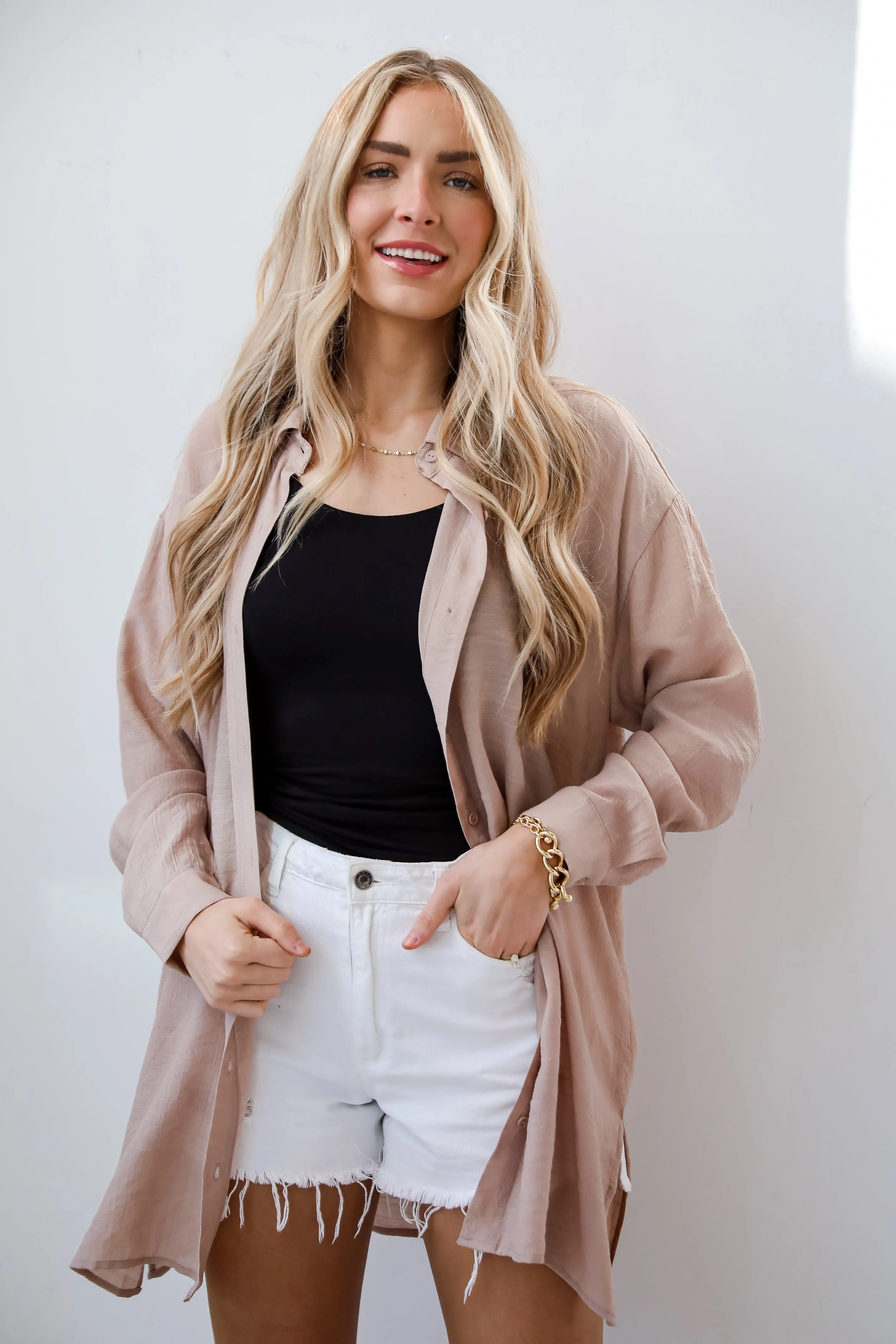 FINAL SALE - Ticket To Paradise Oversized Button-Up Blouse - DU DEAL