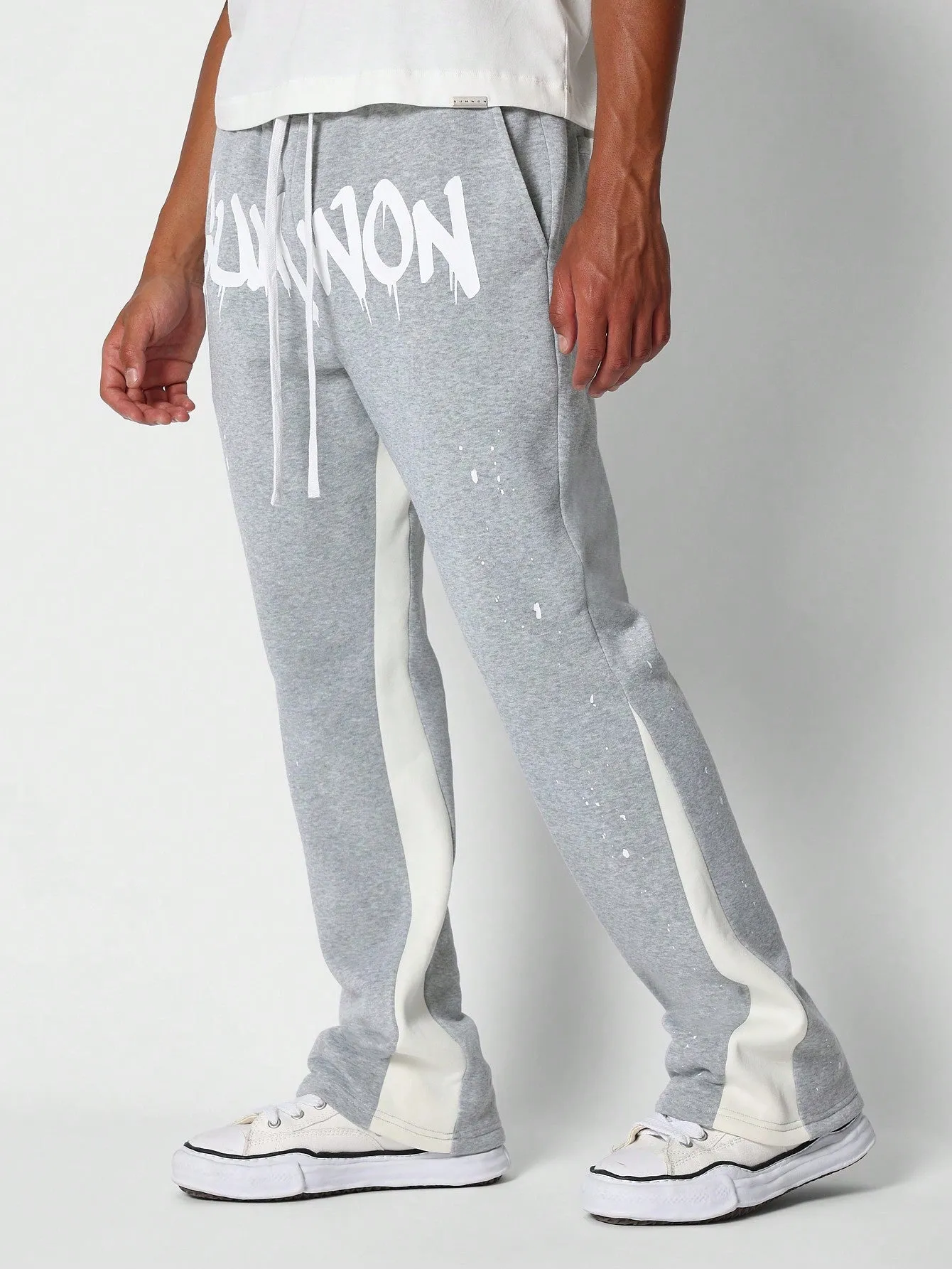 Flare Fit Colour Blocked Jogger Pant With Front Graphic