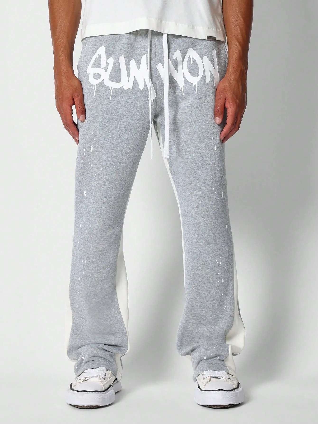Flare Fit Colour Blocked Jogger Pant With Front Graphic