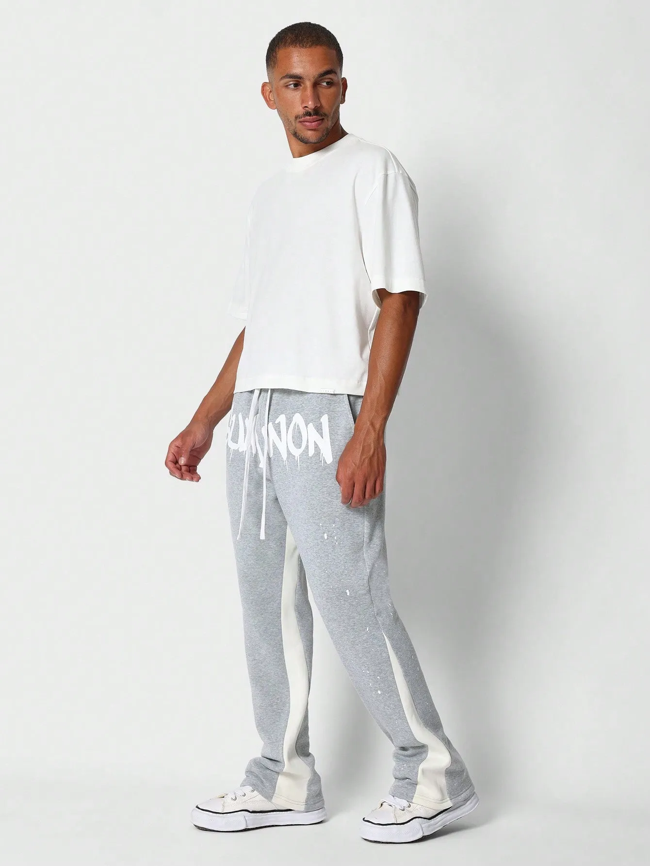 Flare Fit Colour Blocked Jogger Pant With Front Graphic