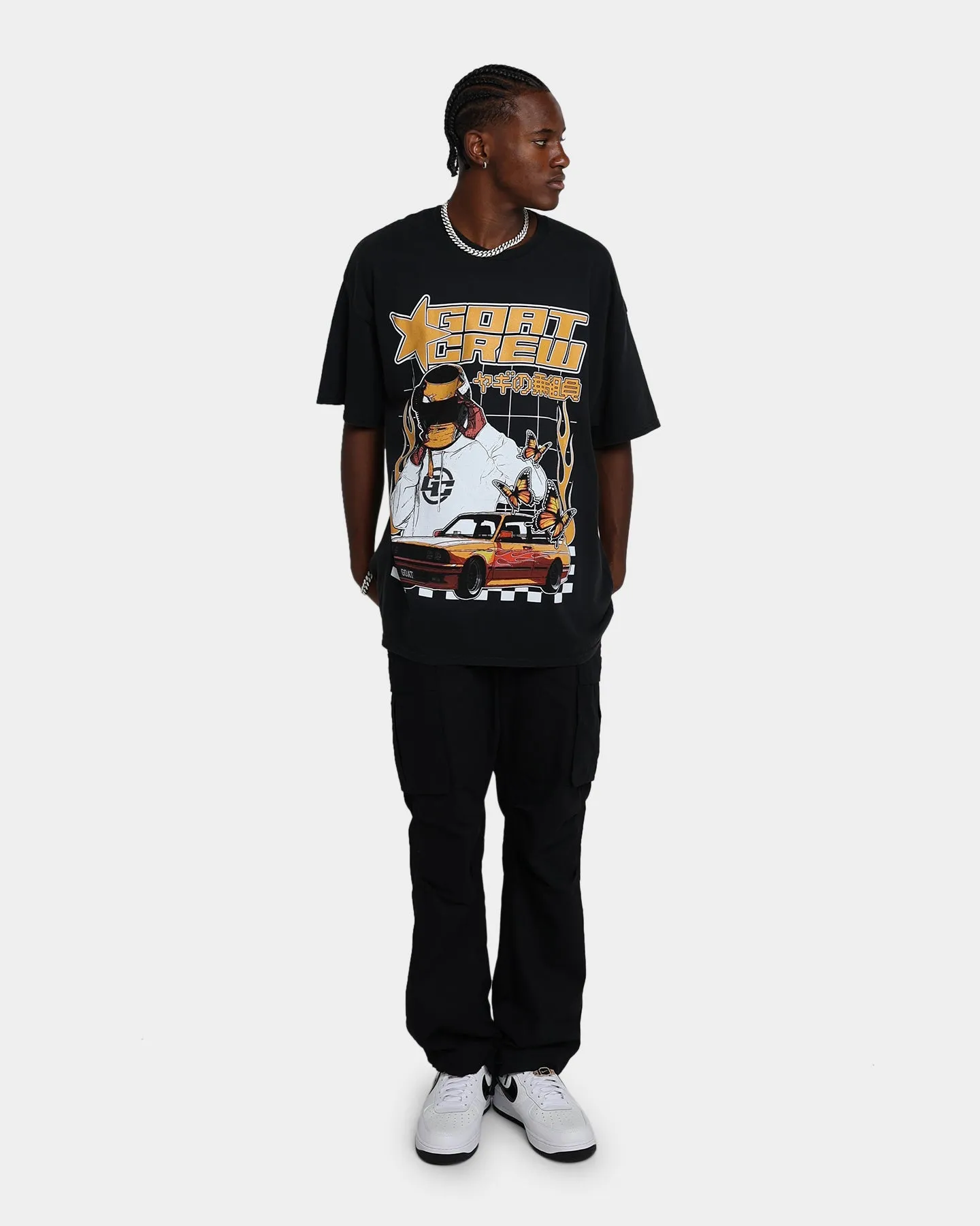 Goat Crew Flaming Racer Vintage T-Shirt Black Wash