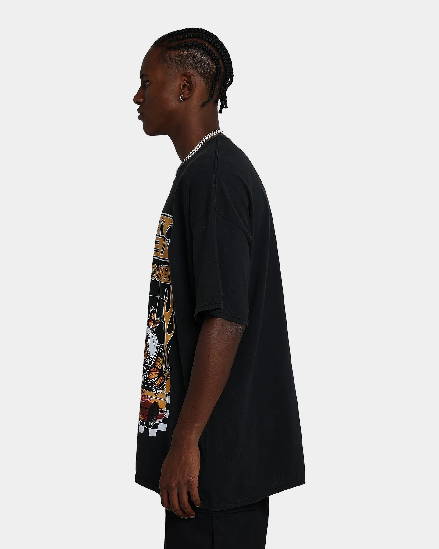 Goat Crew Flaming Racer Vintage T-Shirt Black Wash