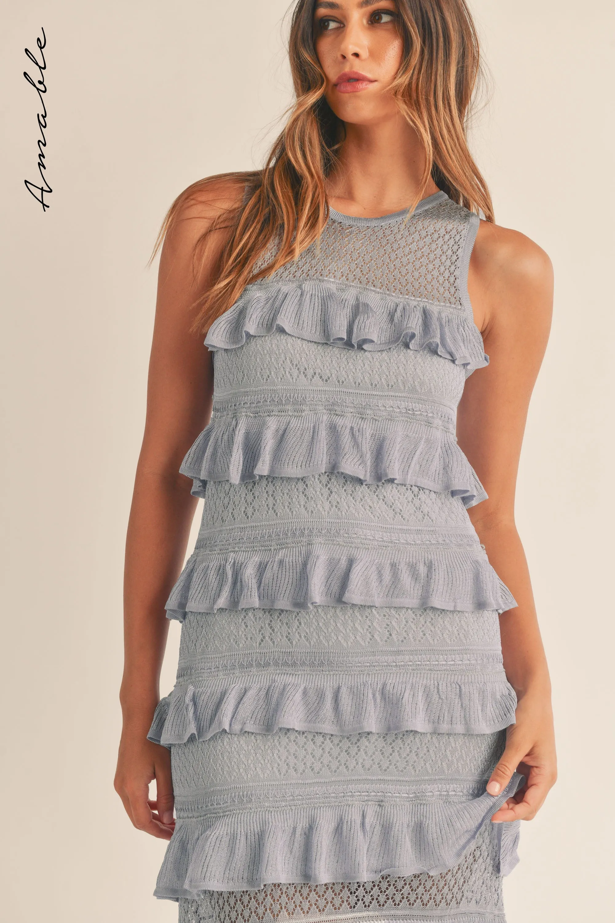GRACIE FRILL KNIT MIDI DRESS