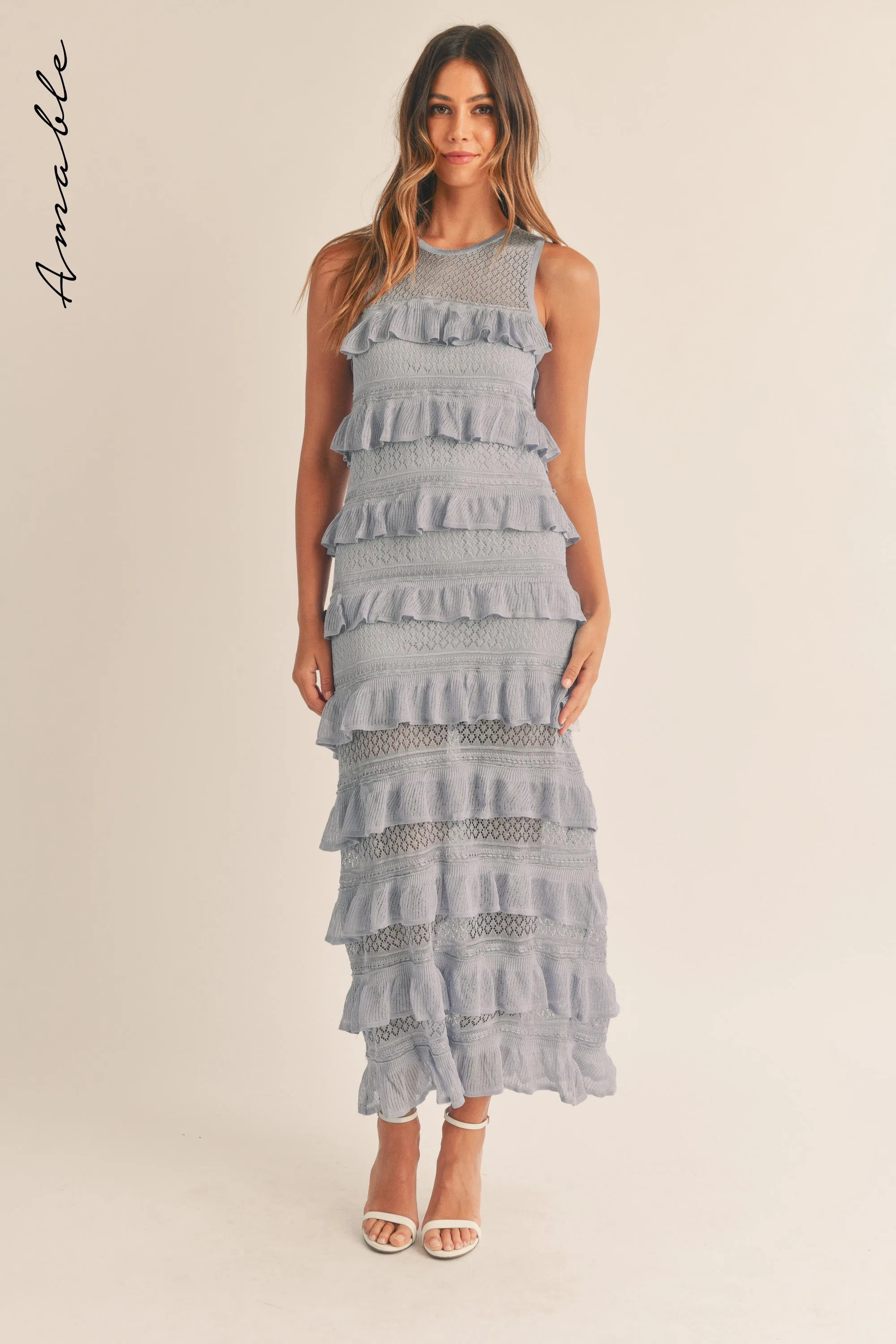 GRACIE FRILL KNIT MIDI DRESS