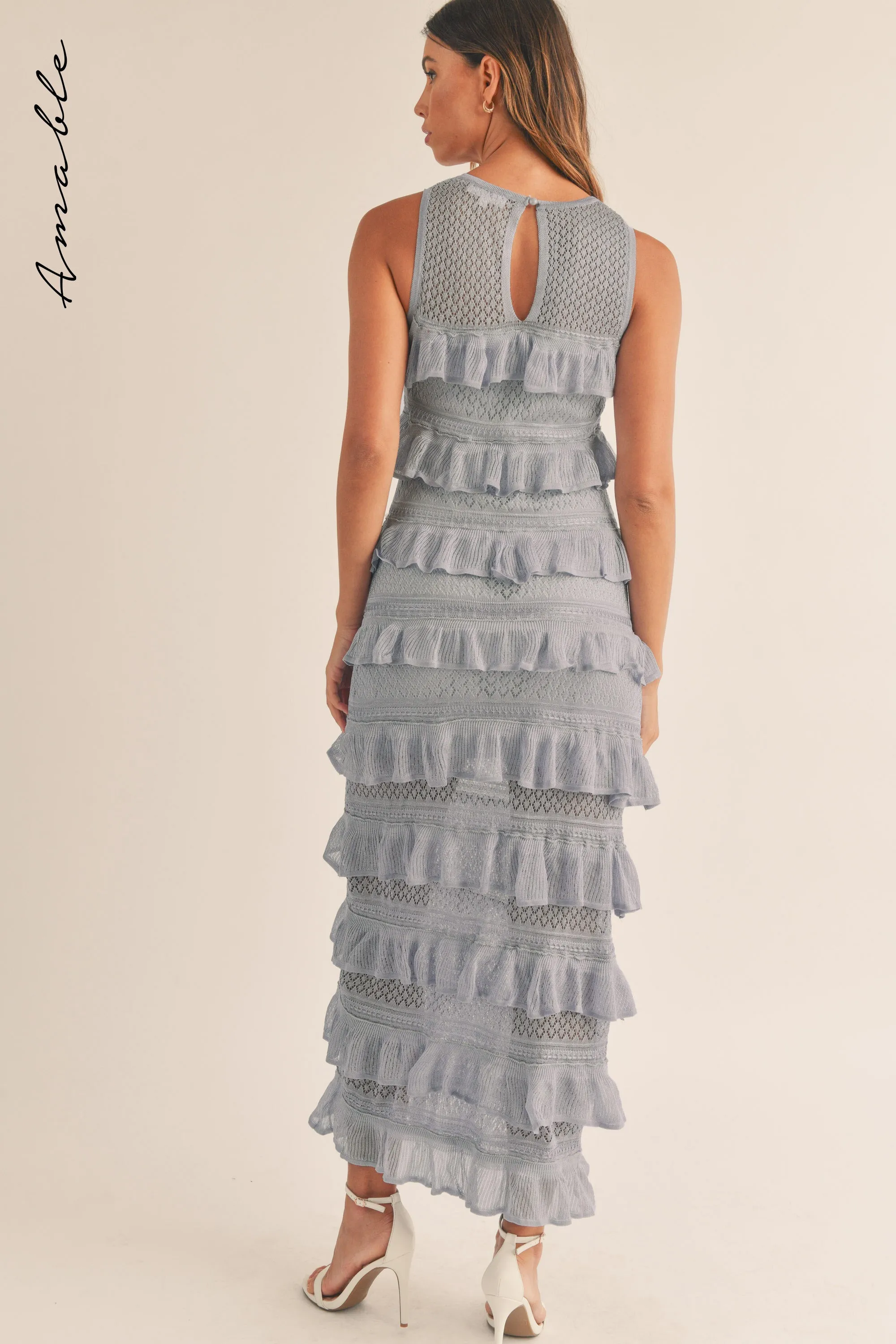 GRACIE FRILL KNIT MIDI DRESS