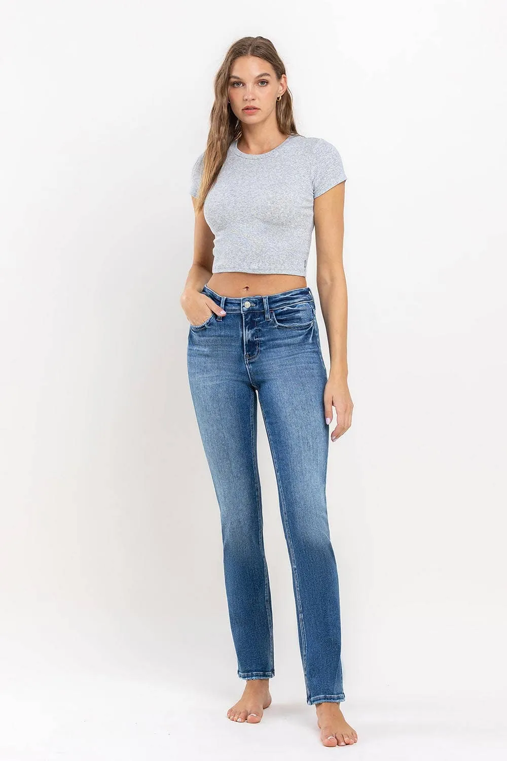 HIGH RISE SLIM STRAIGHT JEANS