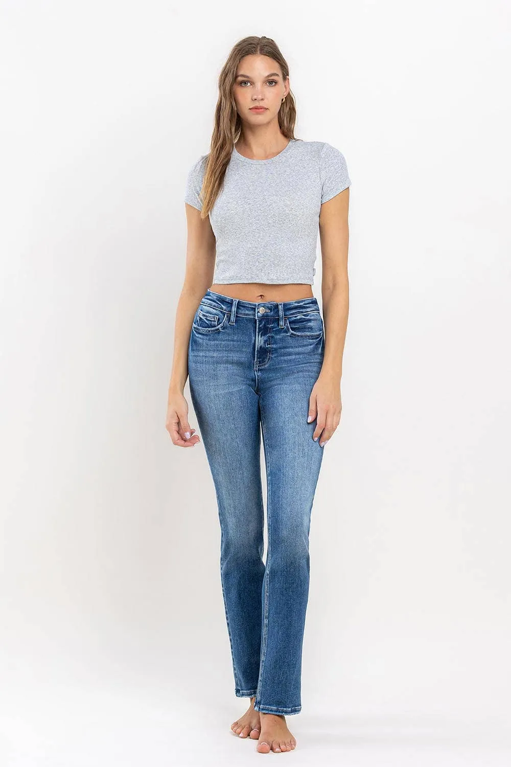 HIGH RISE SLIM STRAIGHT JEANS