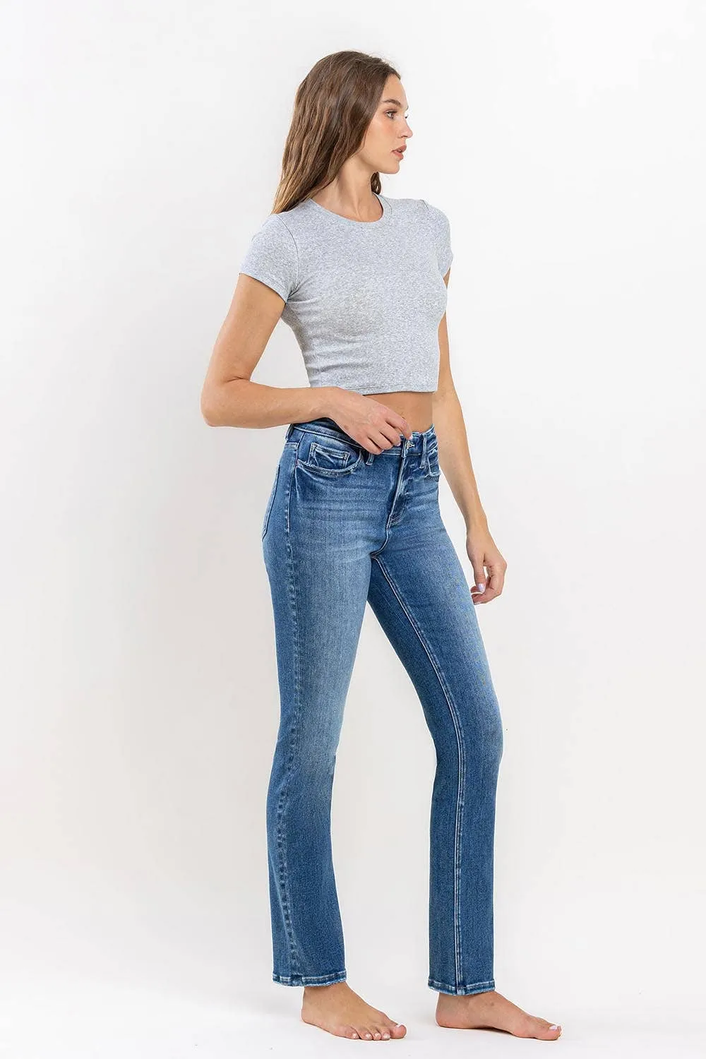 HIGH RISE SLIM STRAIGHT JEANS