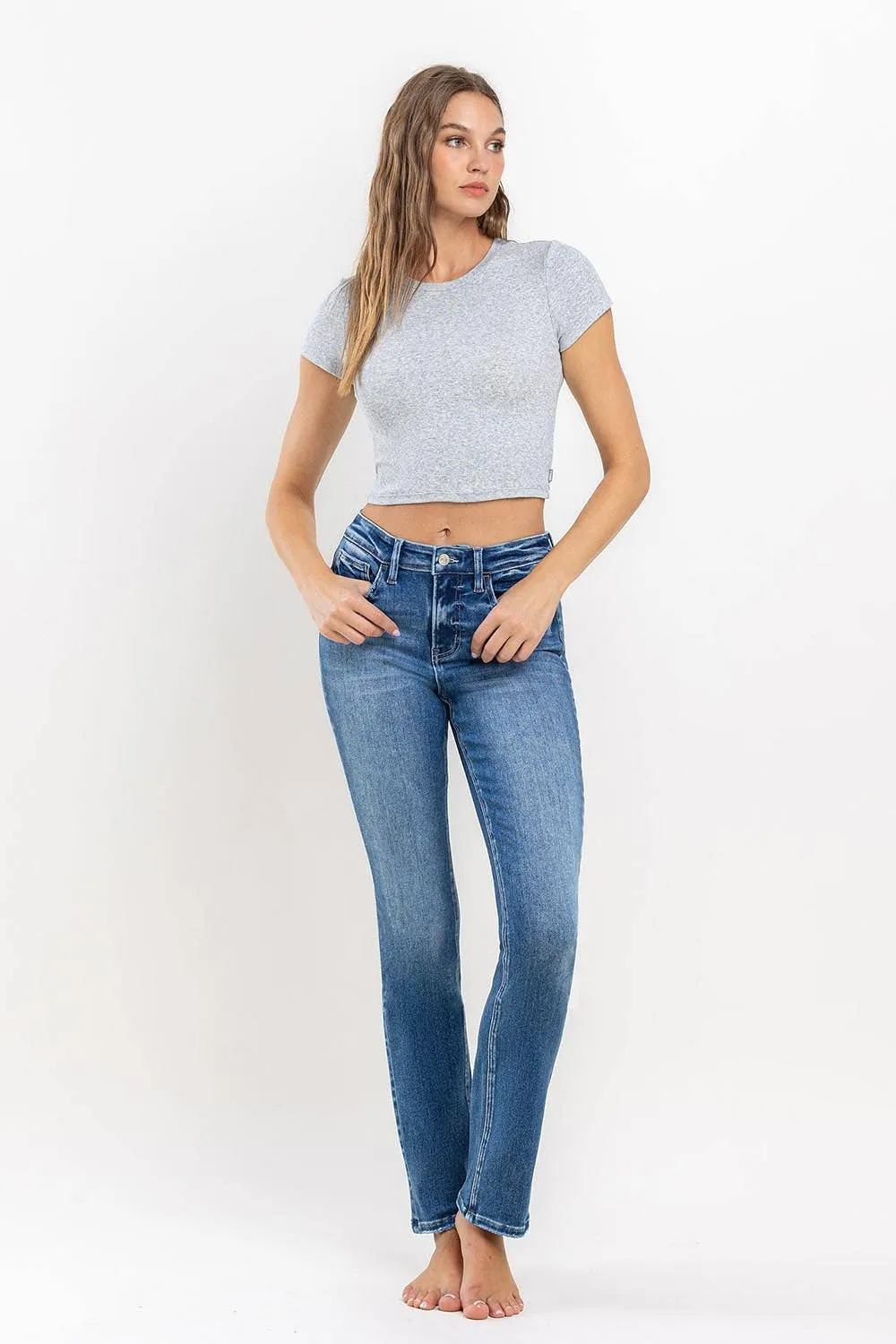HIGH RISE SLIM STRAIGHT JEANS