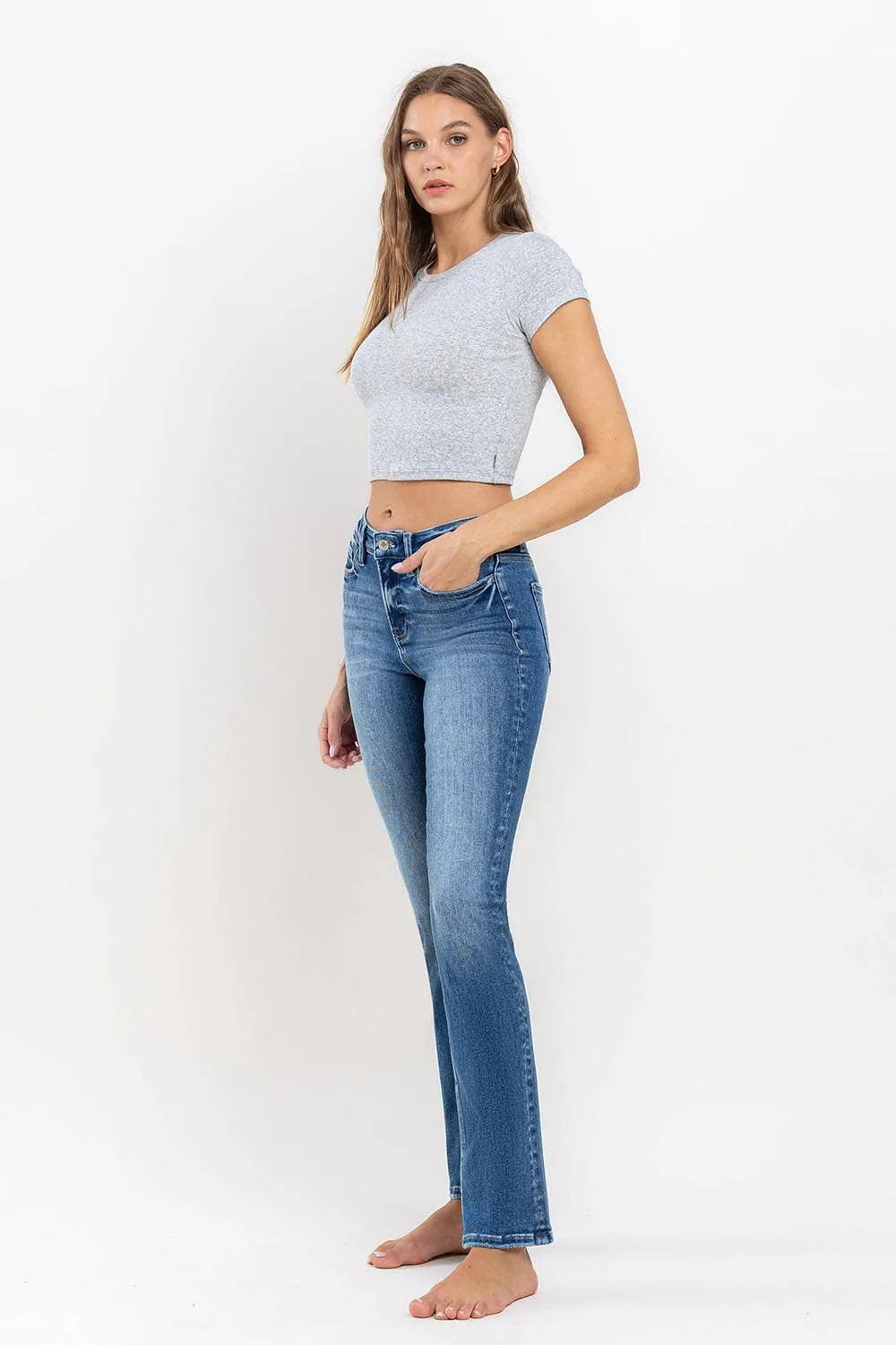 HIGH RISE SLIM STRAIGHT JEANS