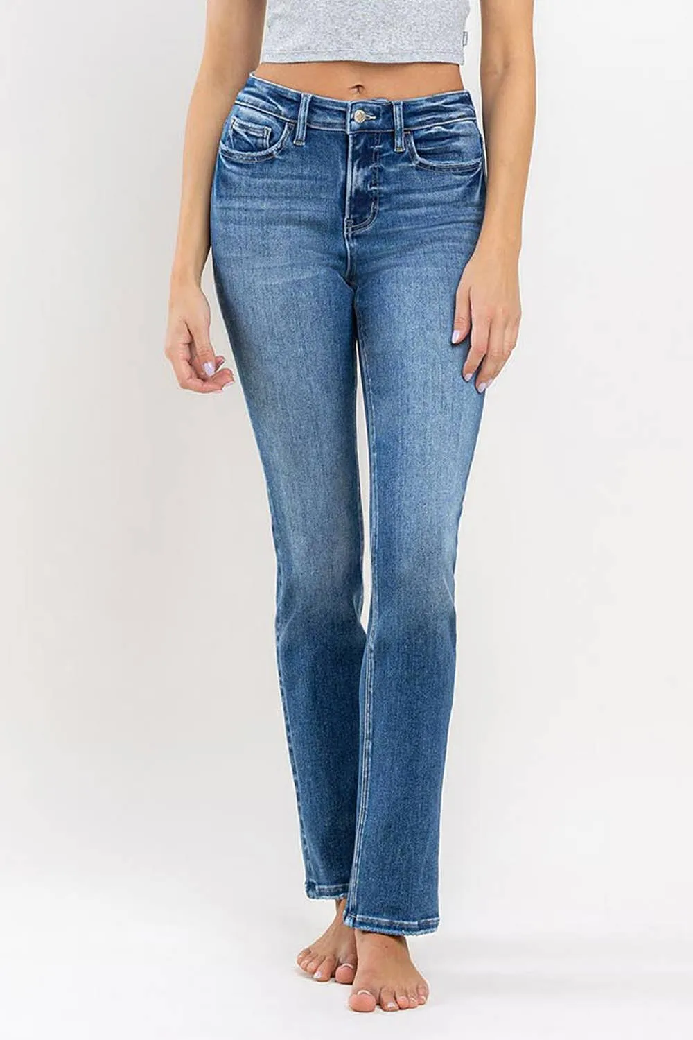 HIGH RISE SLIM STRAIGHT JEANS