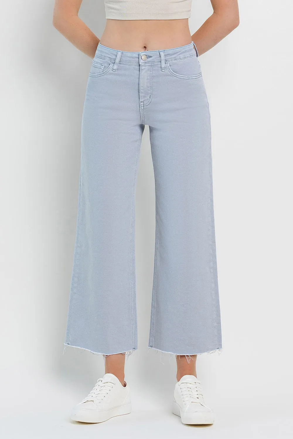 High Rise Wide Leg Denim in Blue Grey