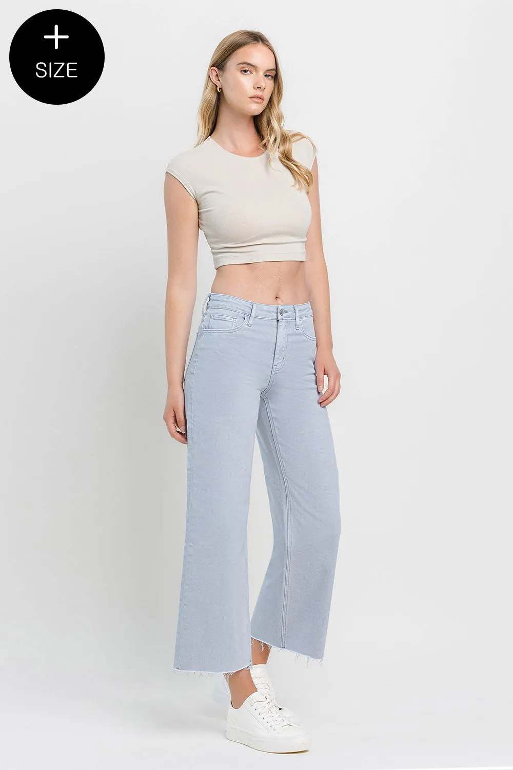 High Rise Wide Leg Denim in Blue Grey