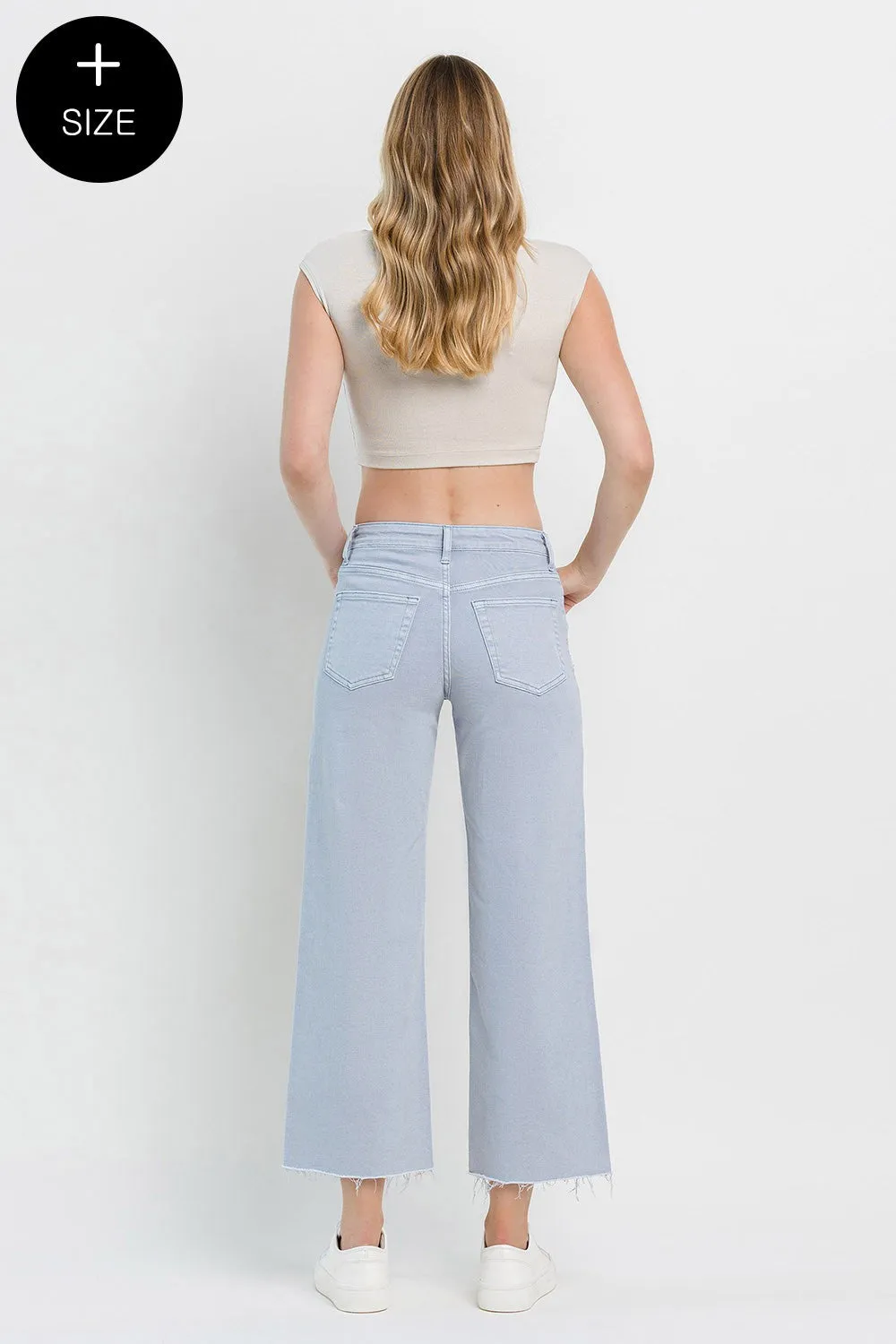 High Rise Wide Leg Denim in Blue Grey