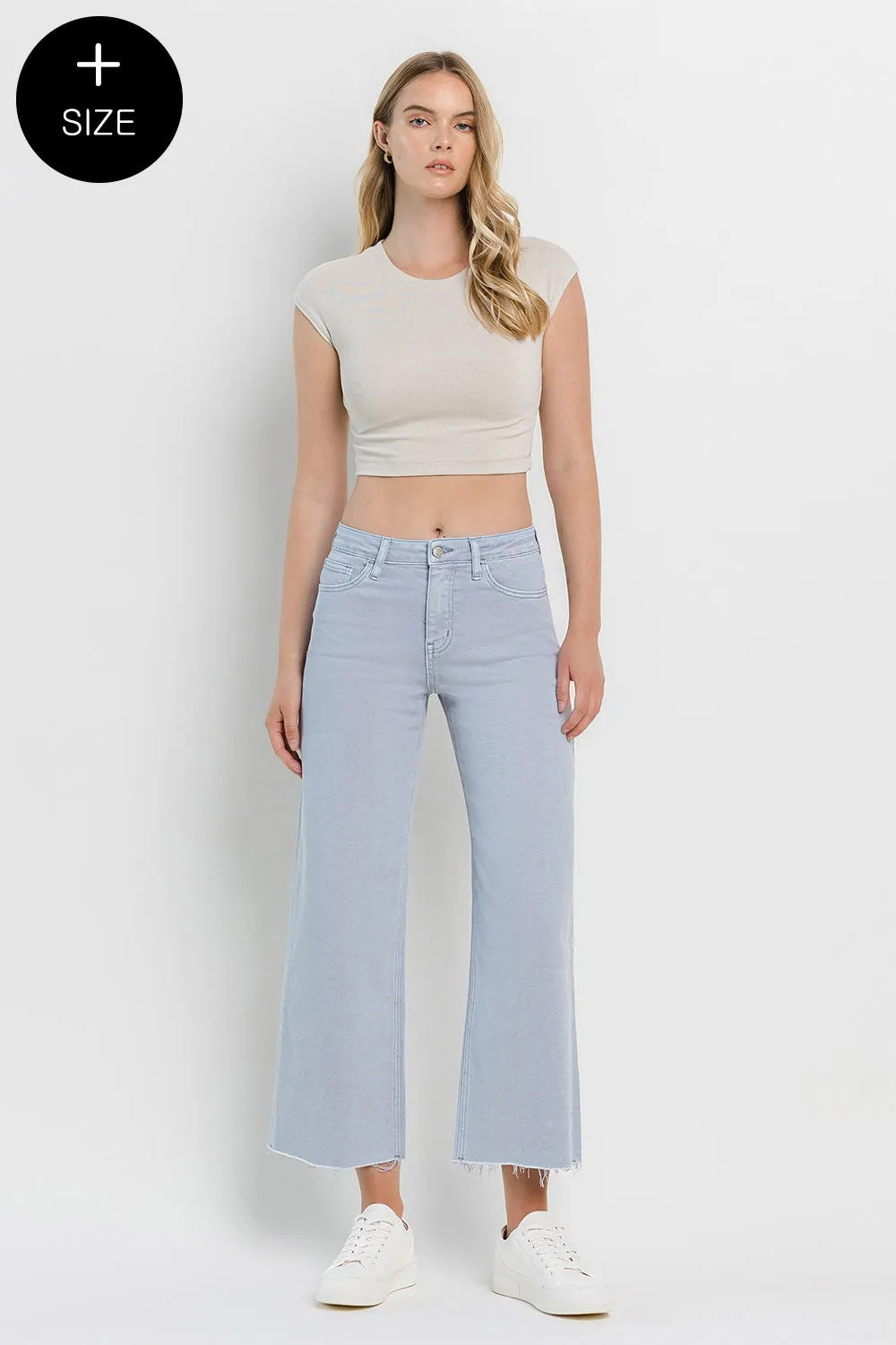 High Rise Wide Leg Denim in Blue Grey