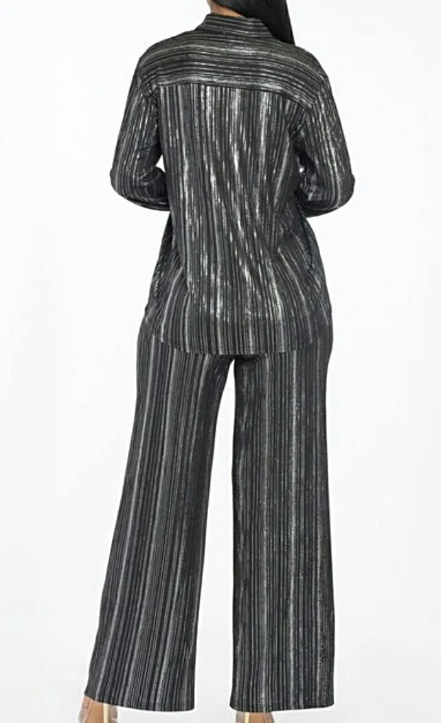 Holiday Comfort 2Pc Shimmer Wide Leg Pant Set