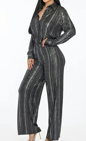 Holiday Comfort 2Pc Shimmer Wide Leg Pant Set