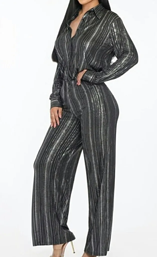 Holiday Comfort 2Pc Shimmer Wide Leg Pant Set