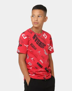 Jordan Kids' Level Up All Over Print Graphic T-Shirt Fire Red