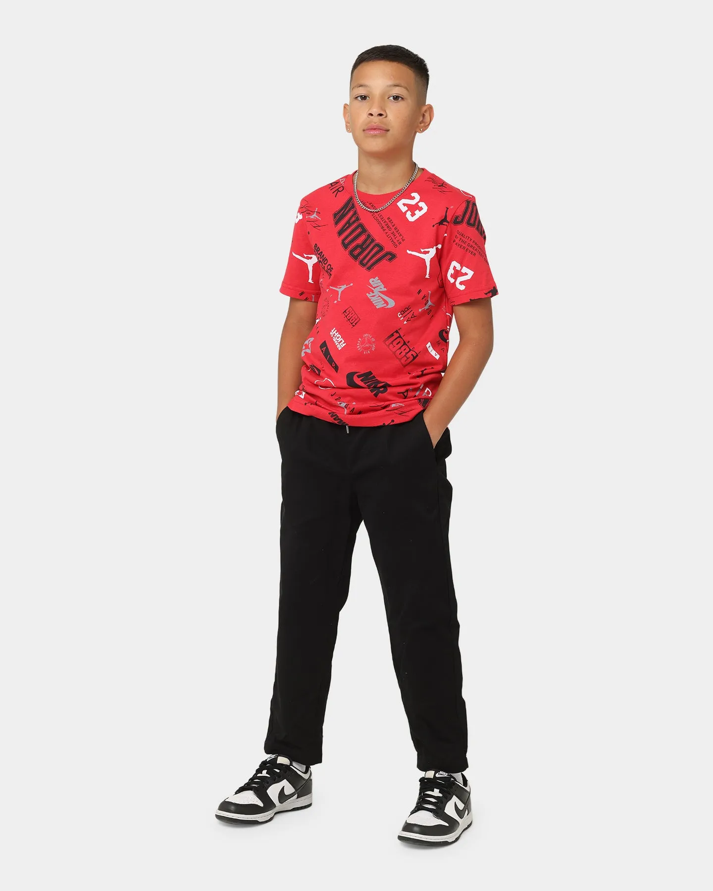 Jordan Kids' Level Up All Over Print Graphic T-Shirt Fire Red