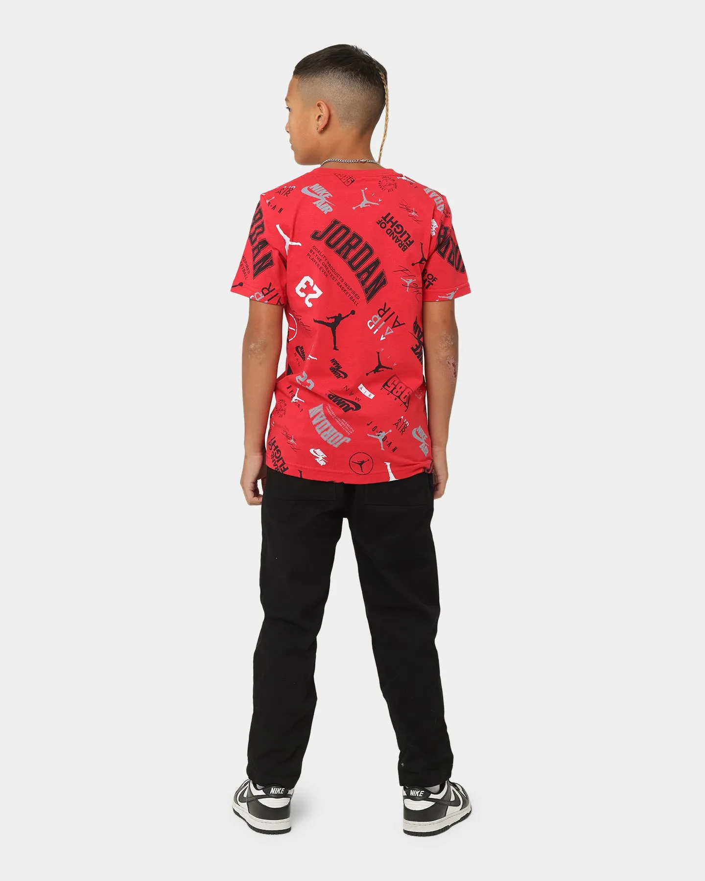 Jordan Kids' Level Up All Over Print Graphic T-Shirt Fire Red