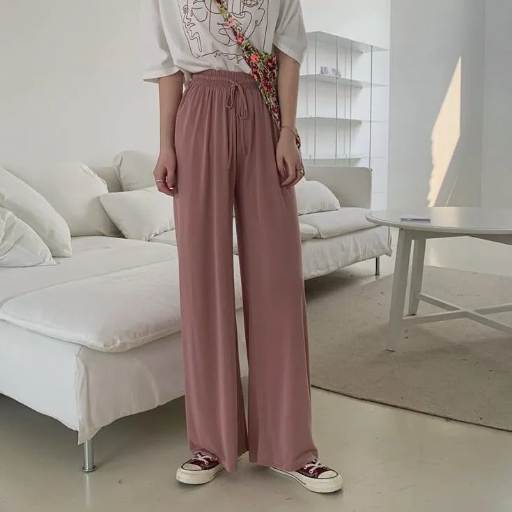 [Korean Style] Frencisca Drawstring Loose Fit Full Length Pants