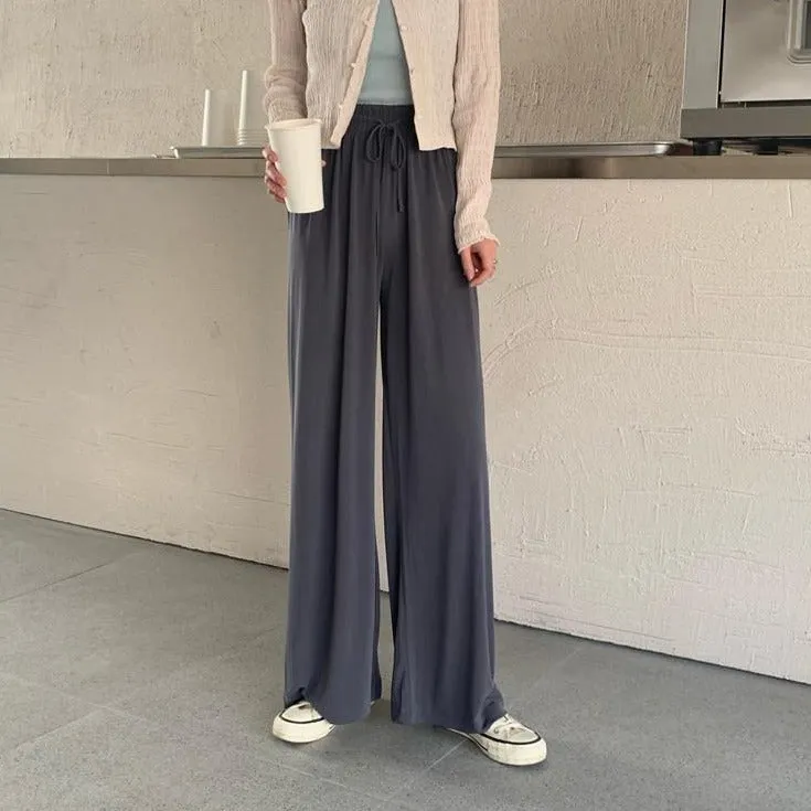 [Korean Style] Frencisca Drawstring Loose Fit Full Length Pants