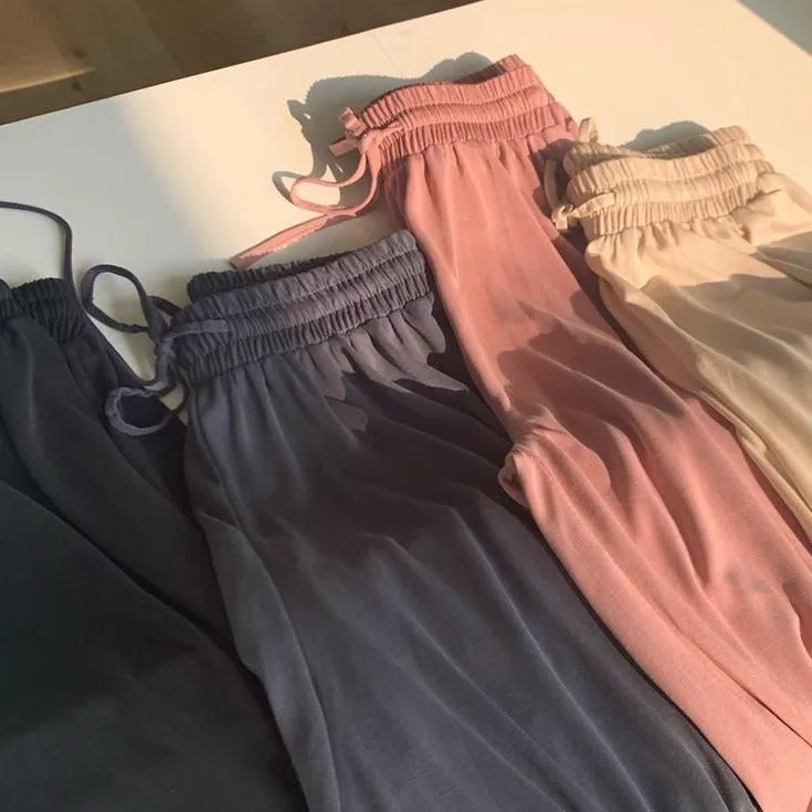 [Korean Style] Frencisca Drawstring Loose Fit Full Length Pants